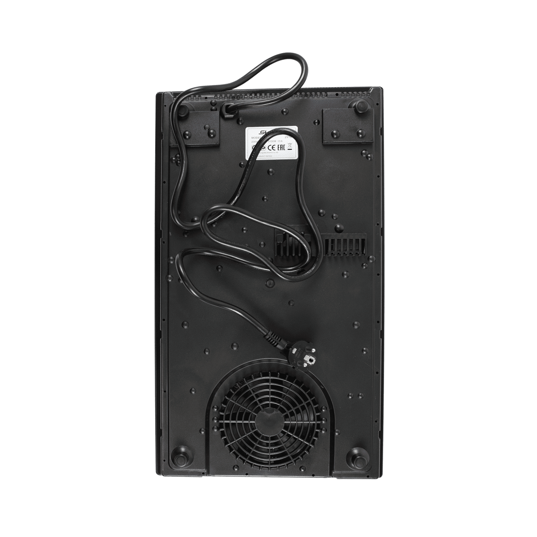 Rückansicht des Steba IK 200 Induktionskochfelds mit Kabel und Lüftungsschlitzen.