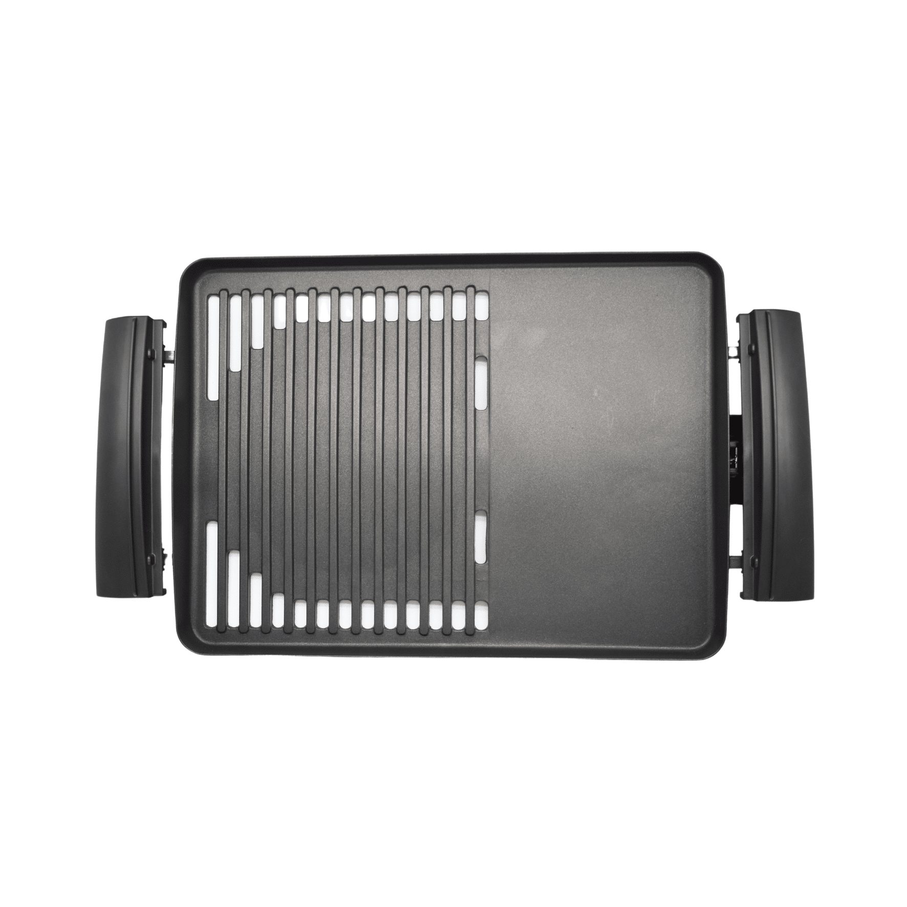 Grillplatte von Steba mit gerillter Oberfläche und seitlichen Griffen, ideal für BBQ und Grillgerichte.