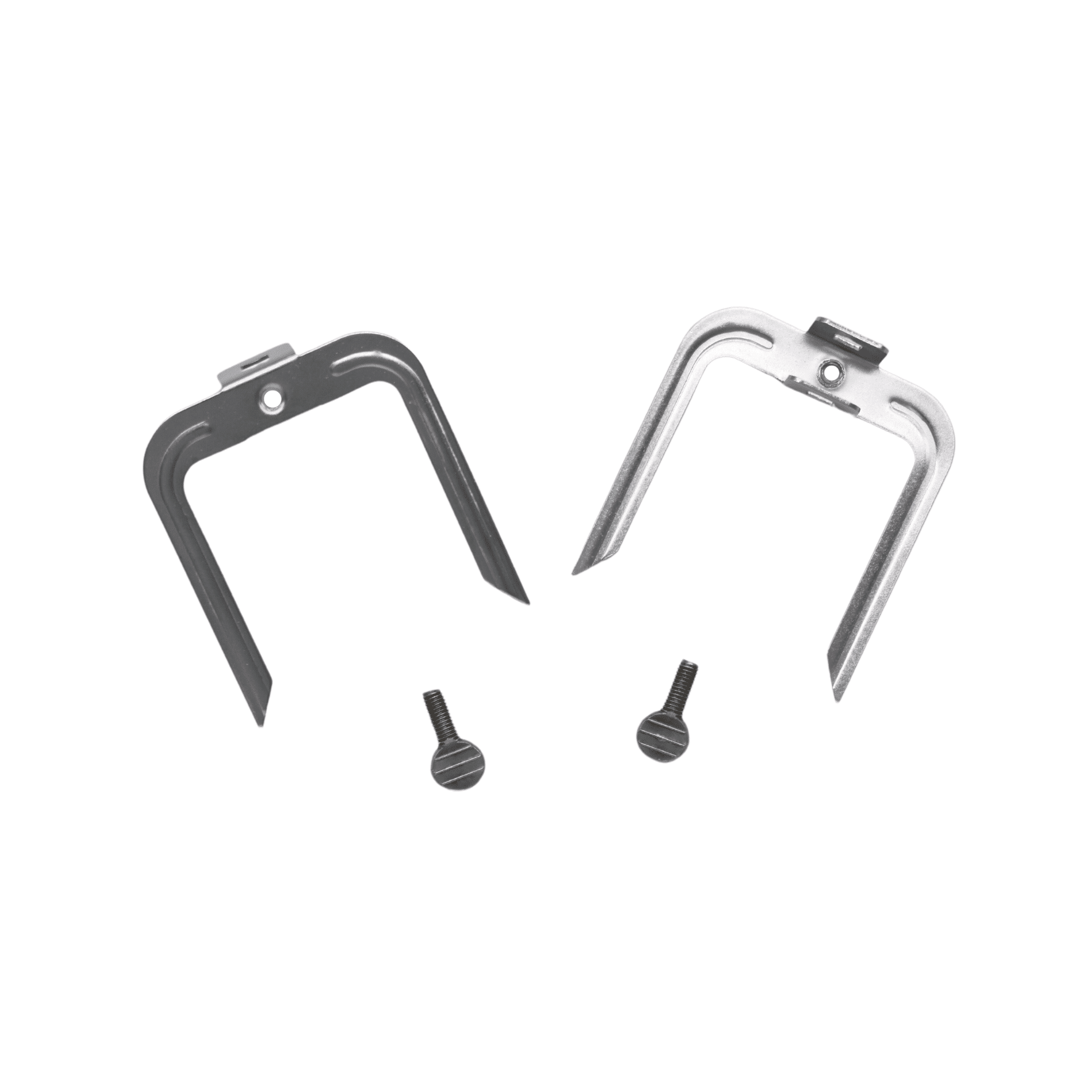 Mitnehmerset für den Grillbackofen von Steba, bestehend aus zwei Halterungen in unterschiedlichen Farben und zwei Schrauben.