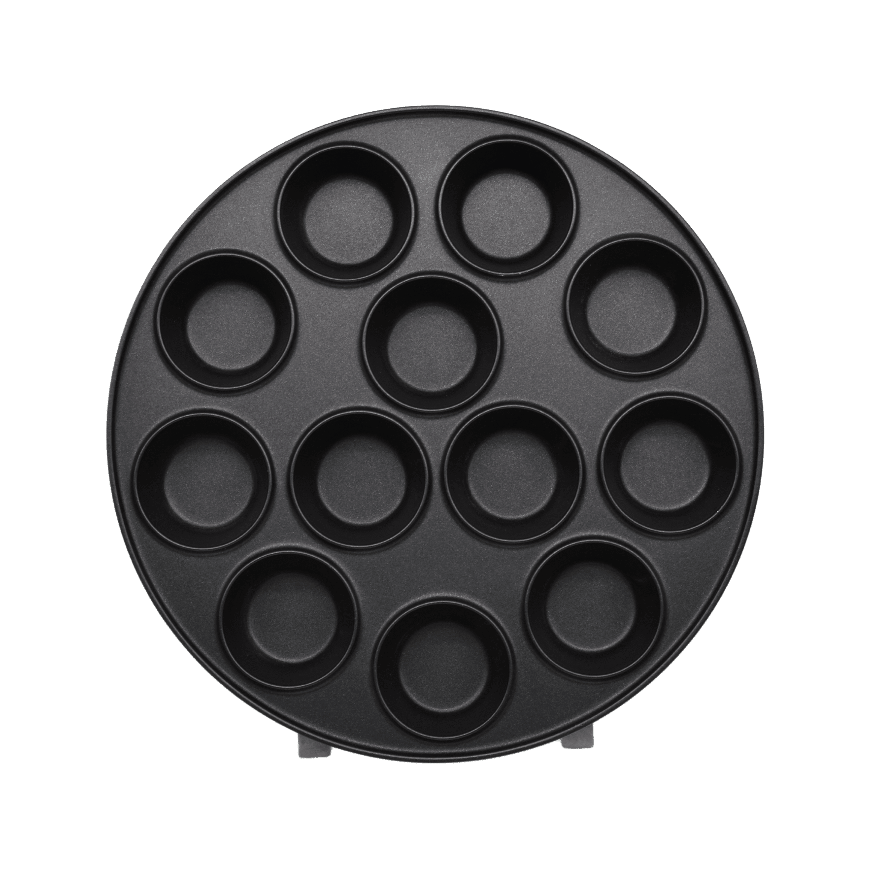 Muffinplatte für Steba Cake Maker mit 12 Vertiefungen in runder Form, schwarz, antihaftbeschichtet.