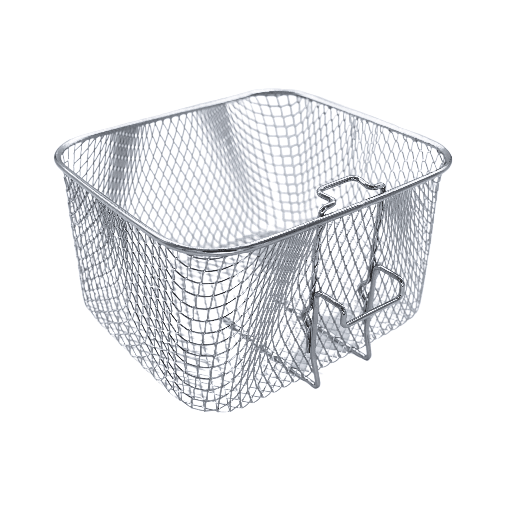 Frittierkorb aus Edelstahl für Steba DF150 Fritteuse, quadratisch, mit stabiler Netzstruktur und praktischem Griff.