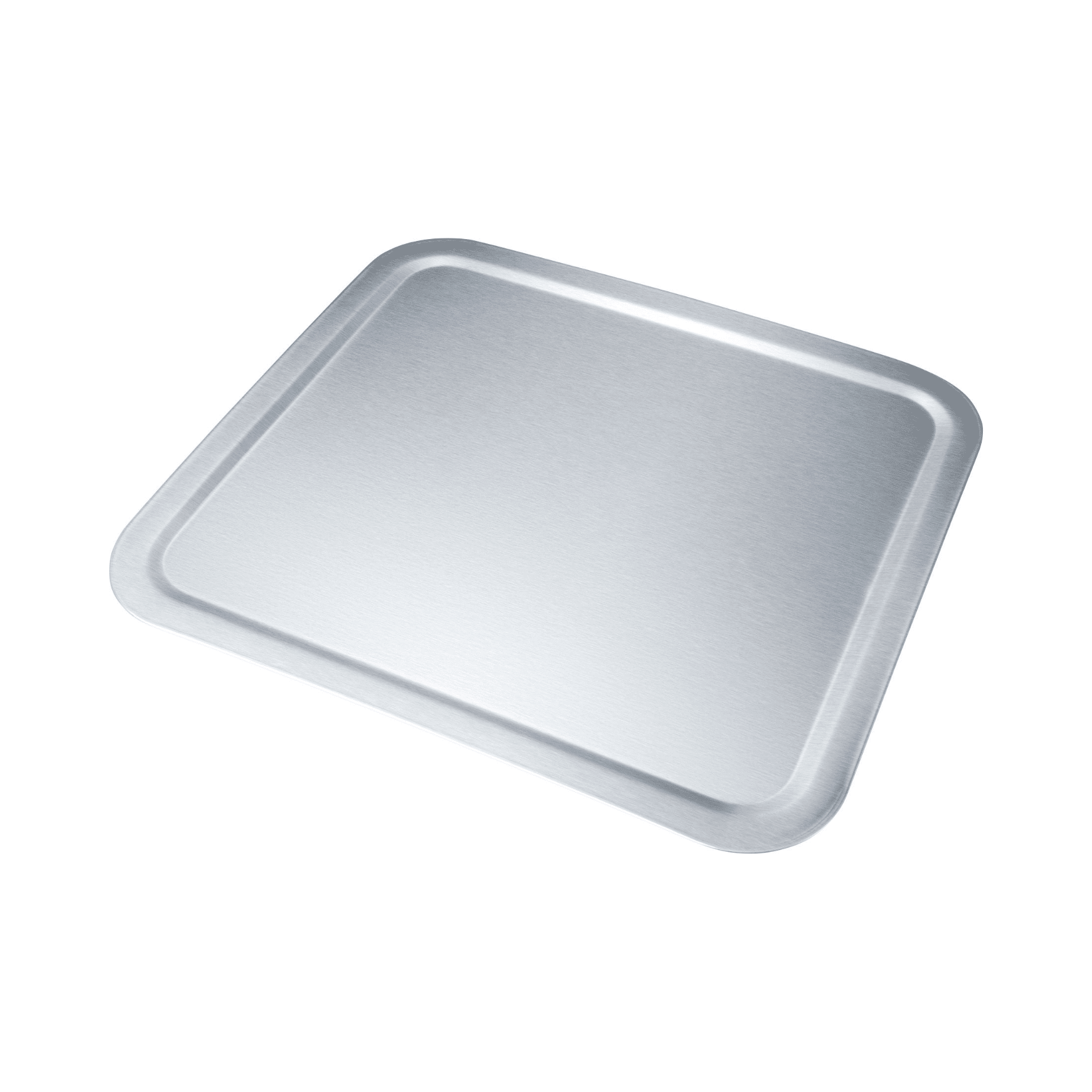 Edelstahl-Tropfblech für den Steba Dörrautomaten, rechteckig mit abgerundeten Kanten, ideal zum Auffangen von Flüssigkeiten.