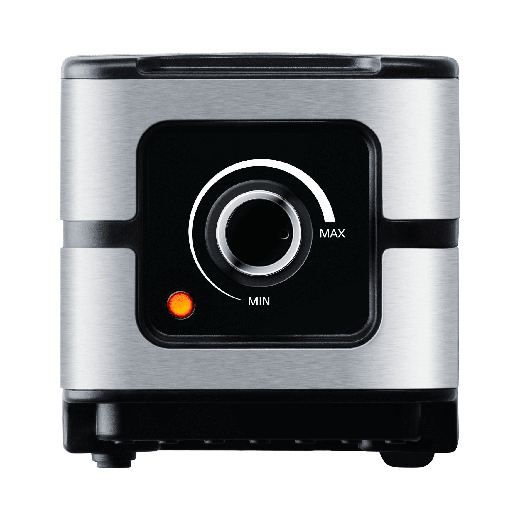 Steba Raclette-Grill mit Drehregler zur Temperatureinstellung, Edelstahlgehäuse und roter Betriebsanzeige.